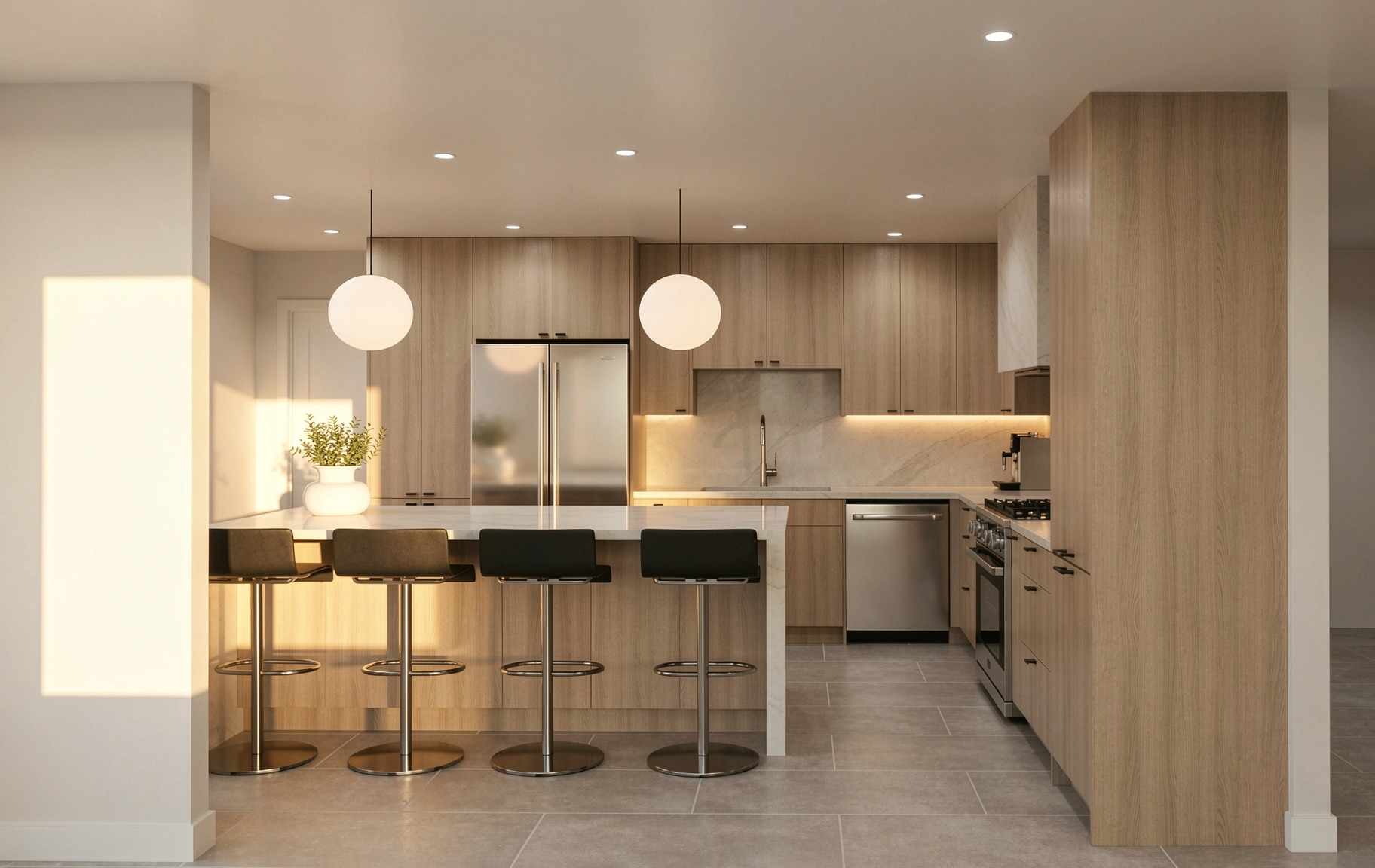 An oak island kitchen