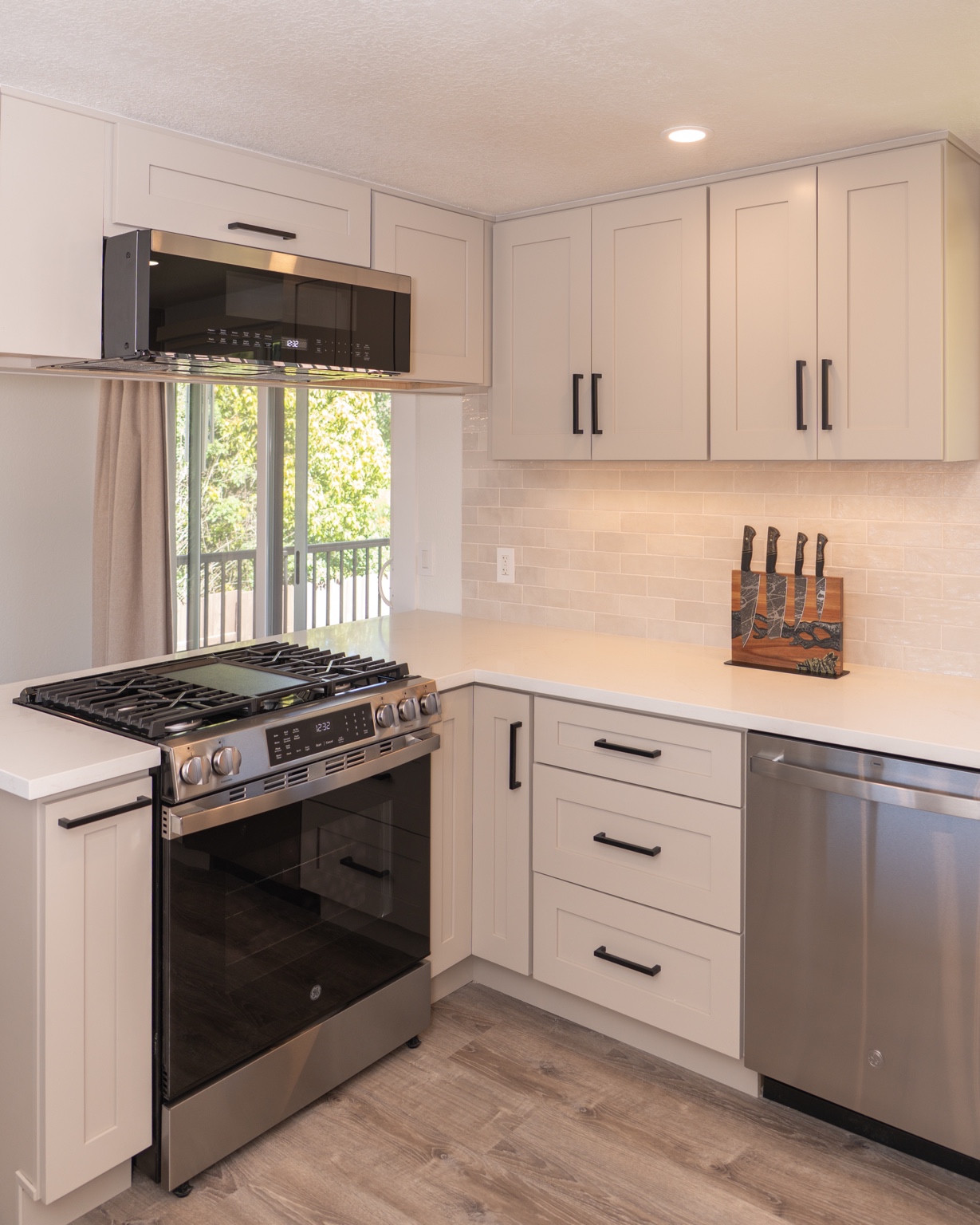 A clean, modern kitchen, completed project