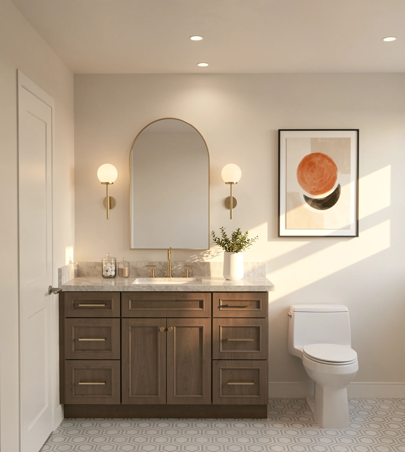 Warm wood bathrooms, 3D visualization