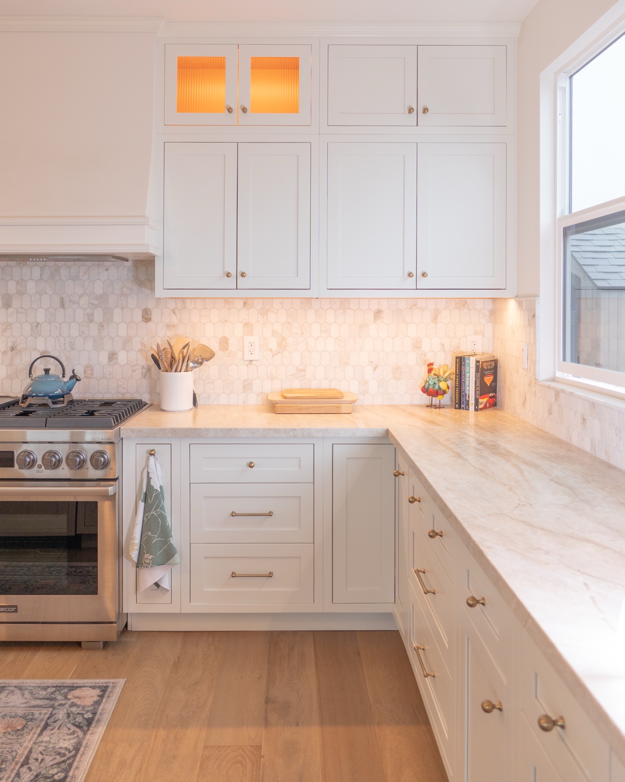 Kitchen cabinetry and stone counters